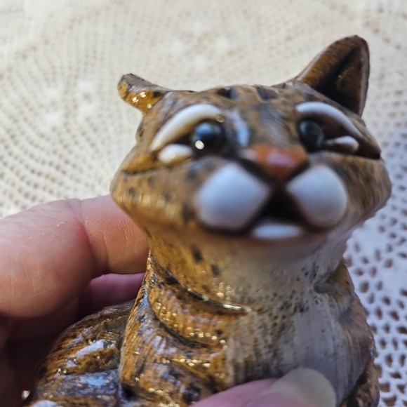 Vintage Artesania Rinconada Tabby Cat Figurine Uruguay Clay Ceramic 3" Chip Paw - Picture 9 of 14
